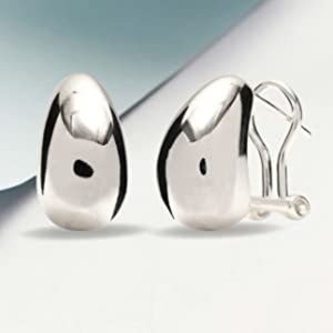Silver Jewelry LARGE Omega Back Earrings for Women